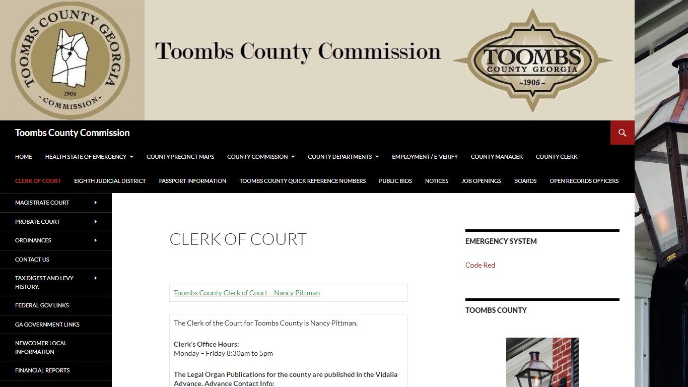 Clerk Of Court | Toombs County Commission