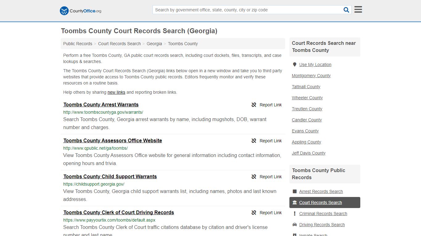 Toombs County Court Records Search (Georgia) - County Office