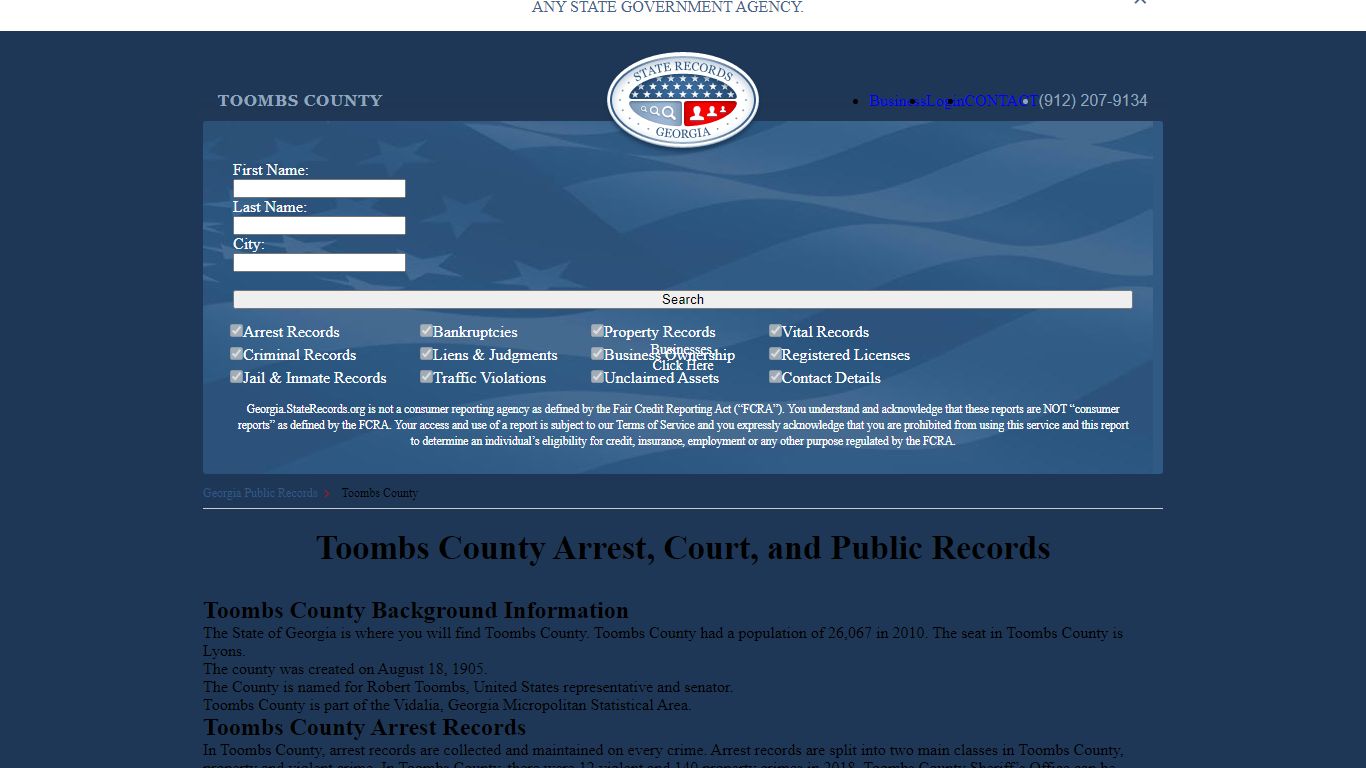 Toombs County Arrest, Court, and Public Records