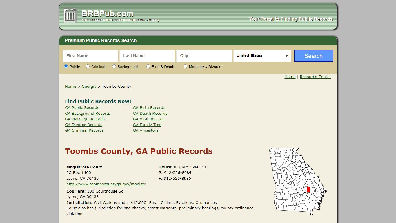 Toombs County Public Records | Search Georgia Government Databases